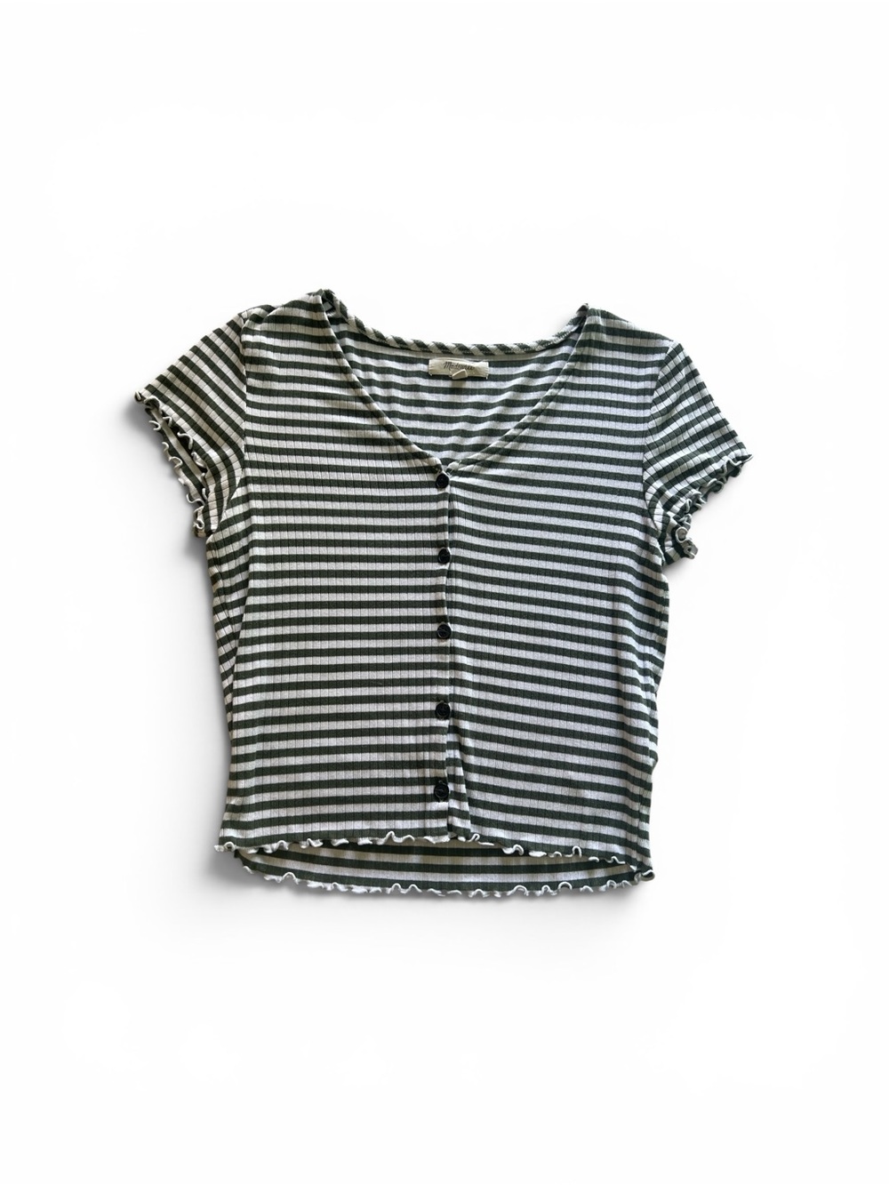 Madewell Small Button-Front V-Neck Tee in Stripe